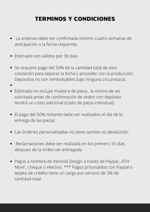 Servicio de Diseño Exclusivo Personalizado / Mínimo de orden  8 piezas (mismo diseño)