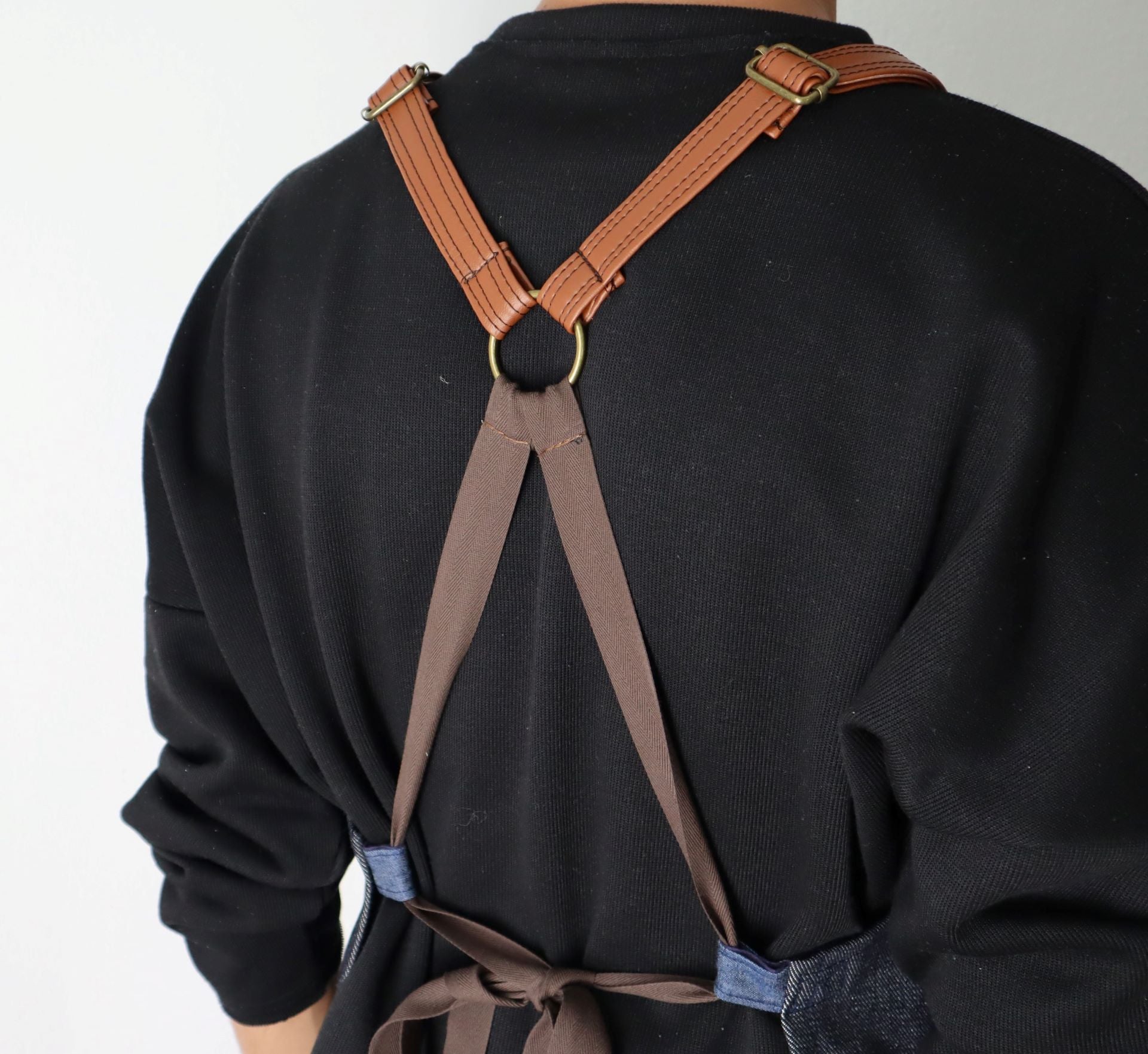 DELANTAL  MIXO BLUE  DENIM Y  CORREAS TERRACOTA