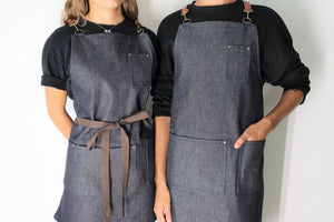 DELANTAL  MIXO BLUE  DENIM Y  CORREAS TERRACOTA