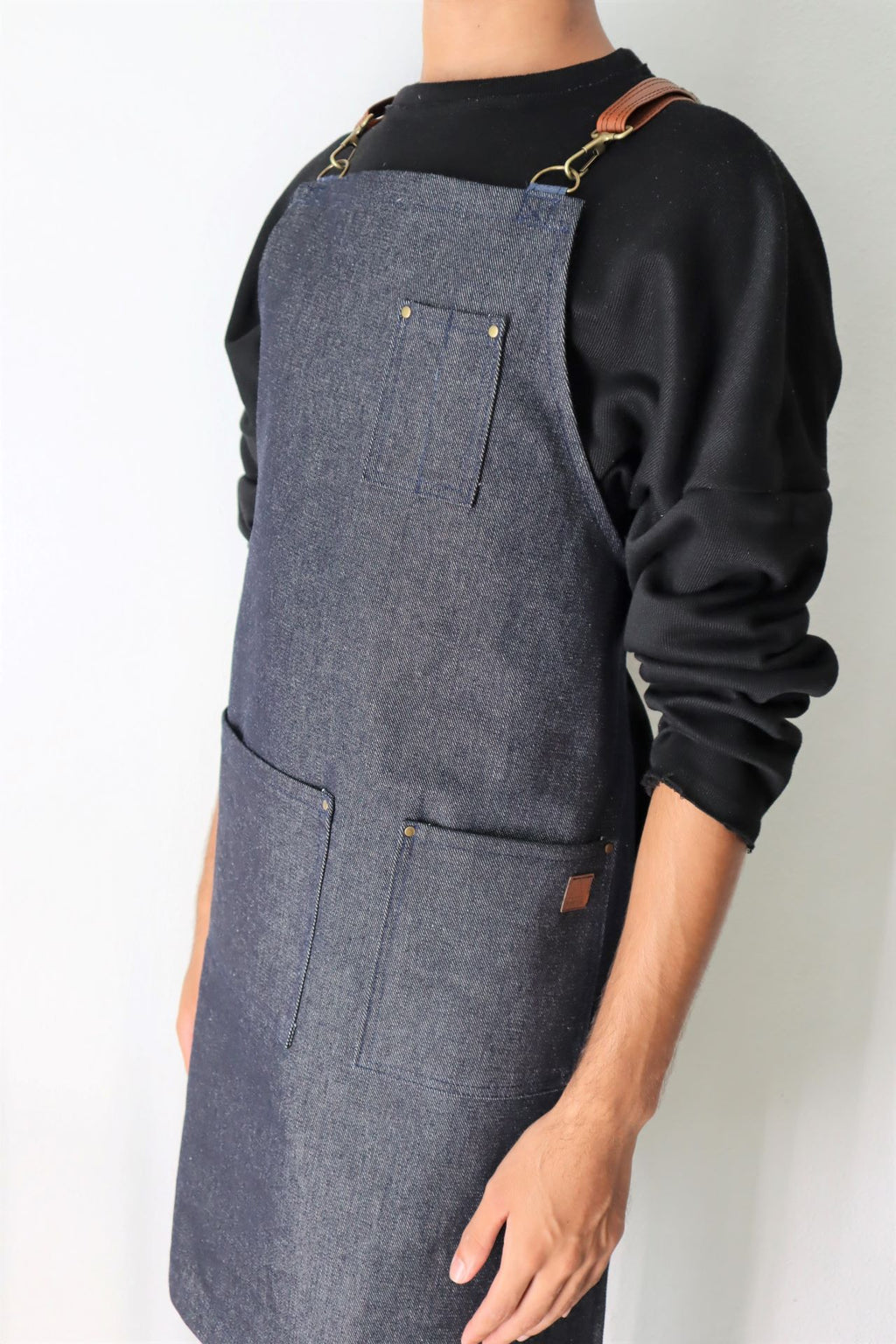 DELANTAL  MIXO BLUE  DENIM Y  CORREAS TERRACOTA