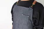 DELANTAL  MIXO BLUE  DENIM Y  CORREAS TERRACOTA