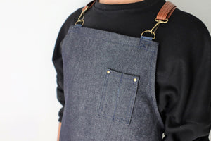 DELANTAL  MIXO BLUE  DENIM Y  CORREAS TERRACOTA